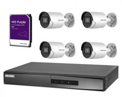 Hikvision 4 kamerás IP kamerarendszer 4MP Acusense csőkamerával